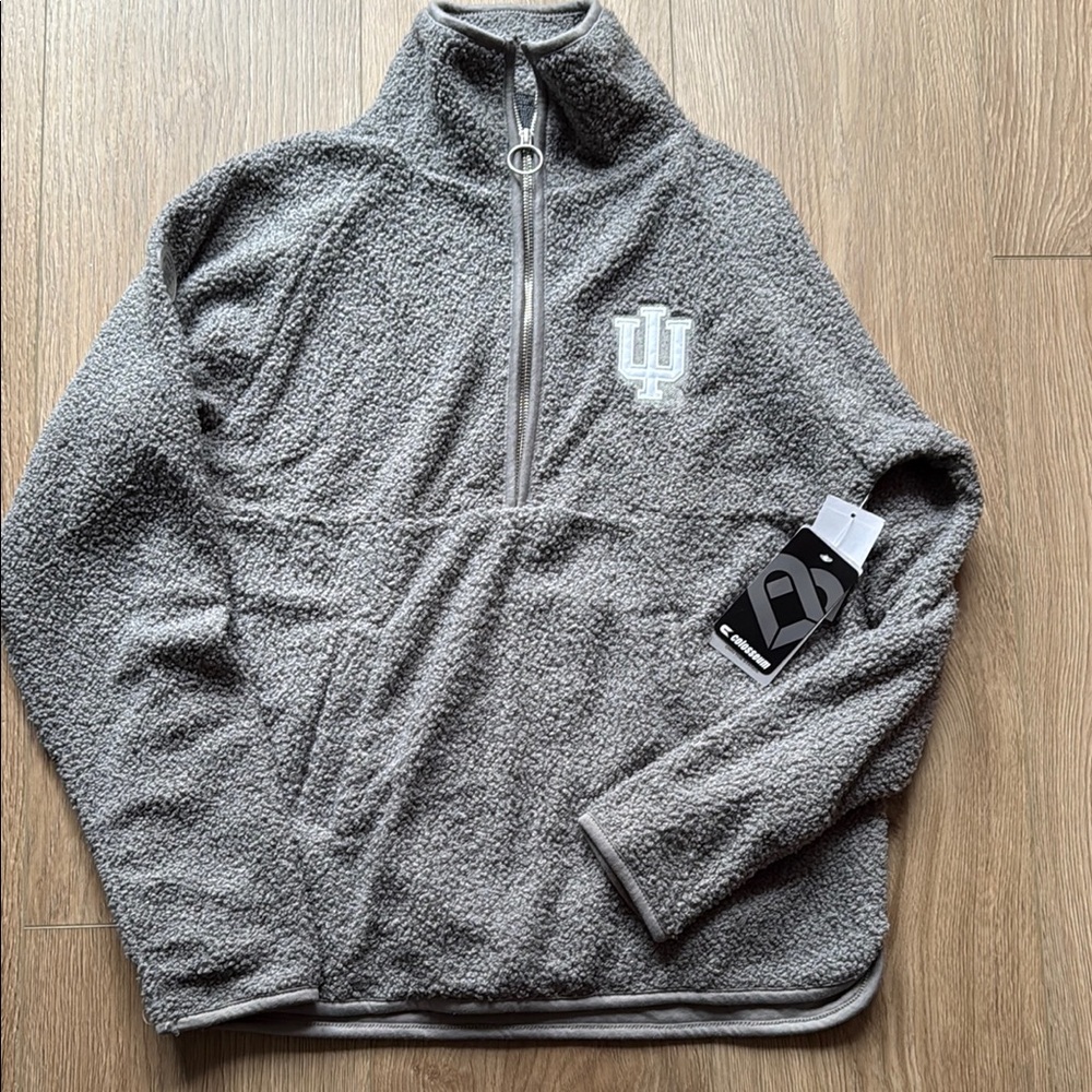 IU Hoosiers Gray Quarter-Zip Fleece Sweater women’s small